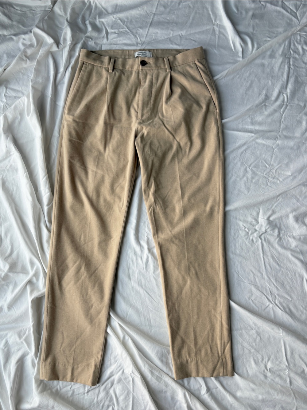 Banana Republic Tan Straight-Leg Pleated Chinos